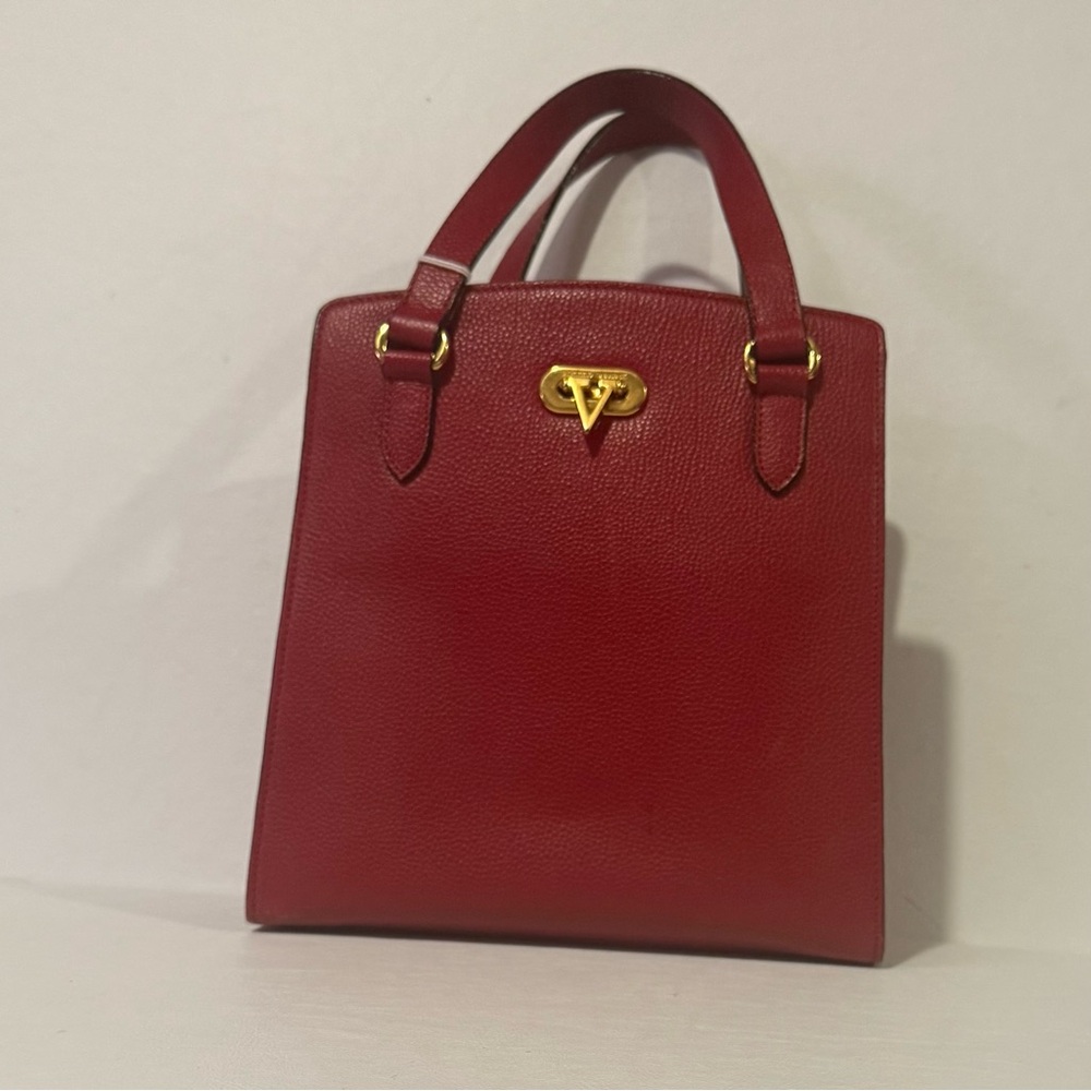 Valentino Garavani Red Leather Top-Handle Women’s Bag with Gold Hardware